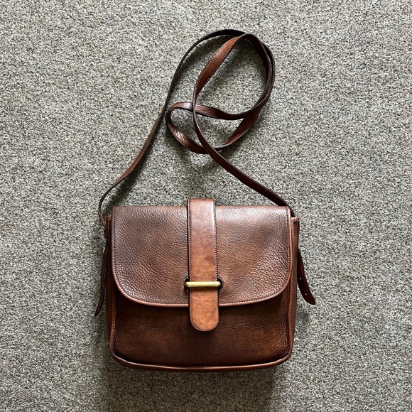 Vintage Chesneau Brown Genuine Leather Messenger Crossbody Bag